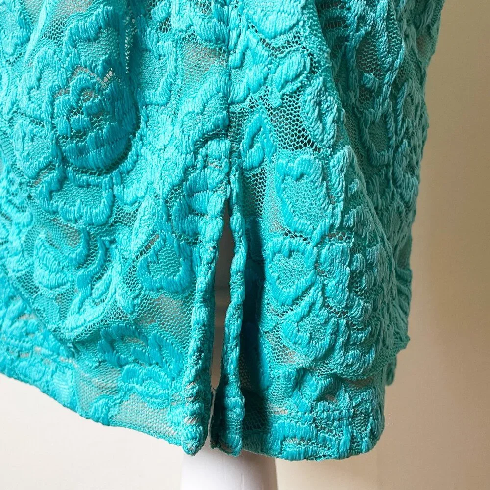 Hot Miami Styles Sexy Teal Lace Dress | Padded Bra Open Back | Size M - Picture 8 of 14